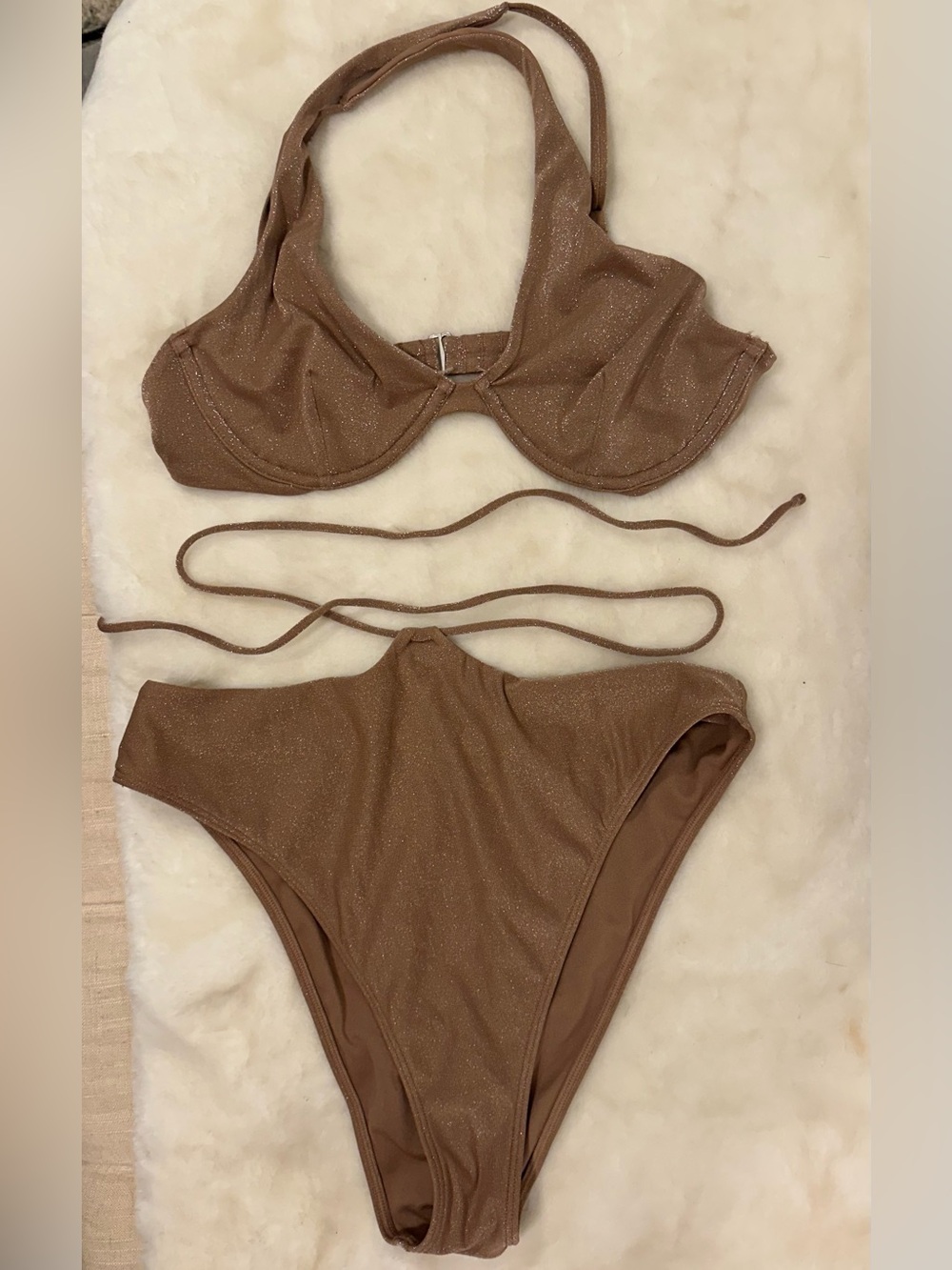 Abercrombie & Fitch swim suit metallic Sparkle Brown Underwire Bikini Set Size m